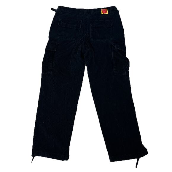 Empyre Black Corduroy Cargo Pants 28x26 Relaxed Streetwear Adjustable Ankle - Picture 3 of 8